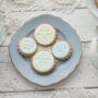 Personalised New Baby Boy Iced Biscuits Box Of 12, thumbnail 1 of 3