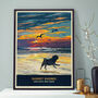 Pug Limited Edition Beach Sunset Gift Print, thumbnail 1 of 9
