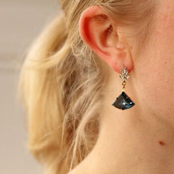 Art Deco Navy Crystal Post Earrings, 2 of 2
