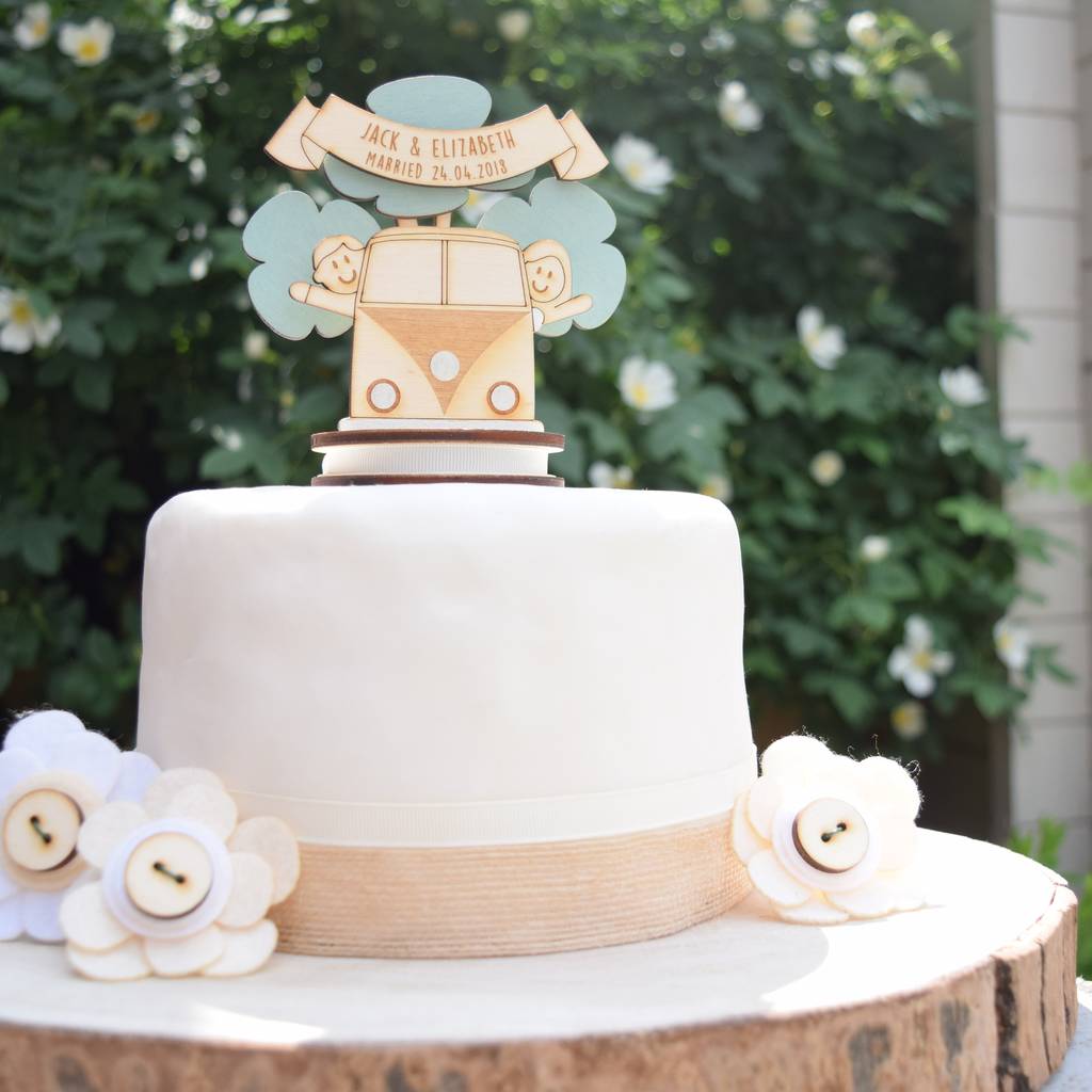 Campervan Bride Groom Personalised Acrylic Wedding Cake Topper Decoration.734 