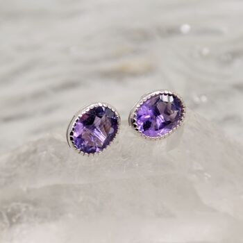 Purple Amethyst Sterling Silver Studs, 3 of 12