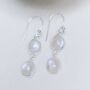 Sterling Silver Double Moonstone Dangly Oval Earrings, thumbnail 2 of 3