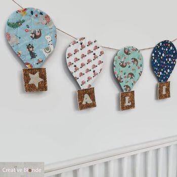 Bunting Hot Air Balloon, Personalised Gift Kids Room, 7 of 12