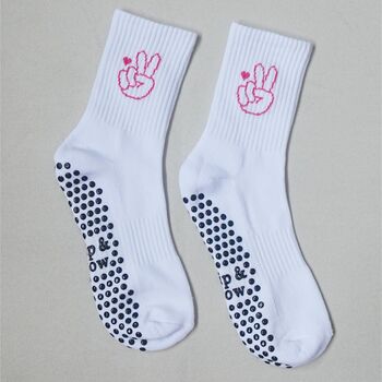 'Peace And Love' Pilates Grip Socks, 2 of 3