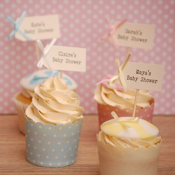 Set Of Ten Personalised 'Baby Shower' Cupcake Toppers, 5 of 5