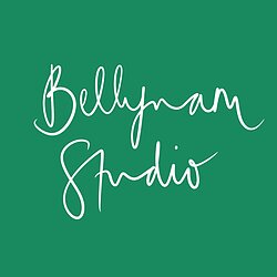 A green background with a white logo saying Bellynam Studio
