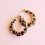 Leopard Print Hoop Earrings, thumbnail 1 of 4
