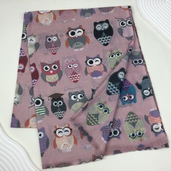 Colourful Owl Print Scarf, 4 of 9