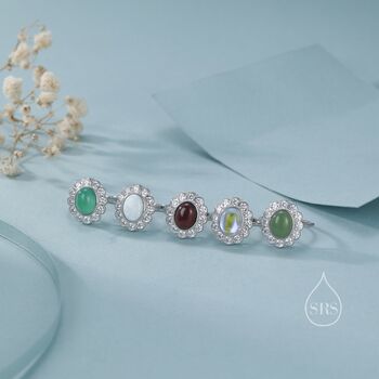 Sterling Silver Vintage Inspired Green Jade Cz Ring, 11 of 12