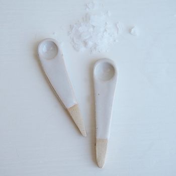 Handmade White Mini Pottery Salt Or Spice Spoon, 9 of 9