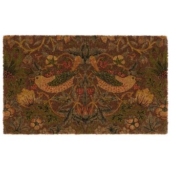 Morris And Co Printed Coir Strawberry Thief Red 45 X75, 2 of 3