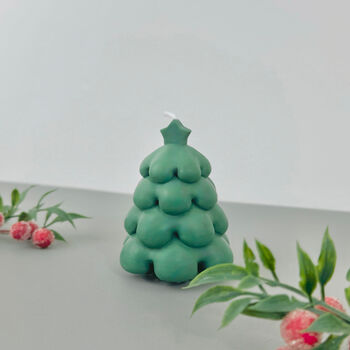 Green Christmas Tree Candle And Christmas Decoration, 4 of 11