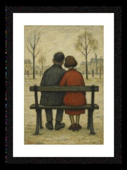 Couple On A Bench A3 Framed Lowry Style Art, 2 of 2