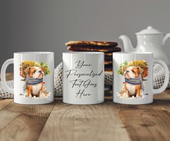 Personalised Bulldog Autumn Dog Walk Keepsake Gift Mug, 2 of 2