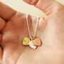 Personalised Hammered Matte Small Heart Trio Initial Charm Necklace, thumbnail 1 of 7
