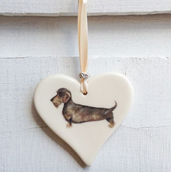 Wire Haired Dachshund Hanging Heart, 3 of 4