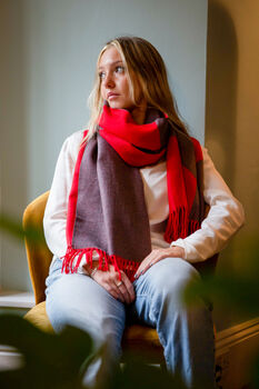 Personalised Burnt Orange To Grey Cashmere Blend Scarf, 4 of 4