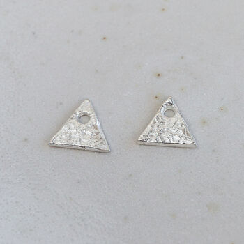 Sterling Silver Textured Triangle Charm Hoops, 6 of 10
