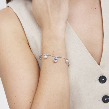 Silver Pansy And Pearl Charm Bracelet, 2 of 9