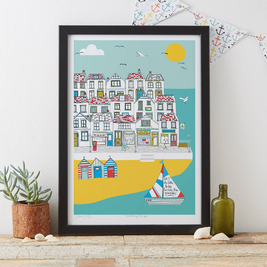 Summer By The Sea Art Print By Jessica Hogarth | notonthehighstreet.com