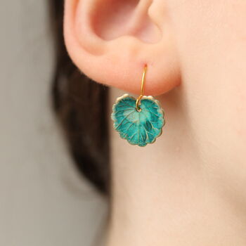 Cabbage Leaf Turquoise Earrings, 2 of 8