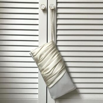 Ivory Ruched Satin Bridal Wedding Clutch, 4 of 7