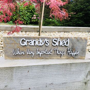 Personalised Grandad's Shed Important Reclaimed Wood, 7 of 7