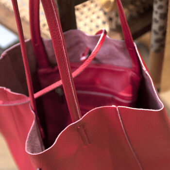 Red Leather Tote Shopper, 5 of 10