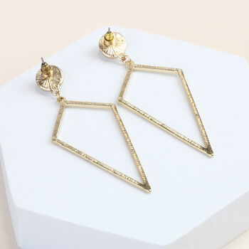 Gold Plated Drop Triangle Earrings, 6 of 6