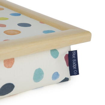 Cushioned Lap Tray In Multi Spots With Wooden Frame, 5 of 7