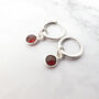 Mini Garnet January Birthstone Silver Huggies, thumbnail 1 of 4