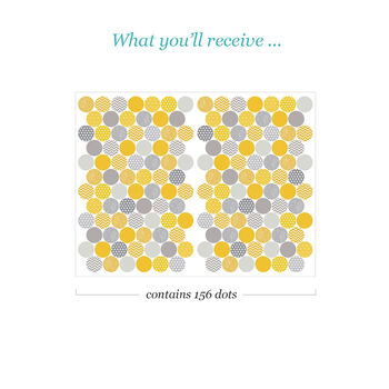 Yellow And Grey Polka Dot Wall Stickers, 5 of 6