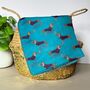 Sausage Dogs Print Scarf In Teal, thumbnail 3 of 3