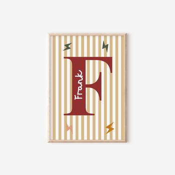 Personalised Chidlrens Neutral Striped Wall Print, 3 of 3