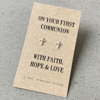 Holy Communion Cross Earrings In Sterling Silver, 4 of 4