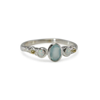 White Opal Ring With Aqua Chalcedony, 6 of 8