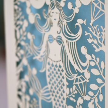 Personalised Papercut Mermaid Birthday Card, 8 of 8