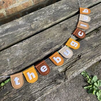 Neutral Boho Scallop Bunting Personalised Name Garland, 6 of 7