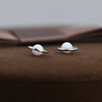 Sterling Silver Blue Planet Opal Stud Earrings, 5 of 11