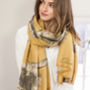 Personalised Mustard To Grey Floral Print Scarf, thumbnail 3 of 6