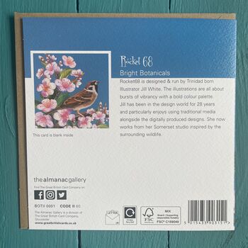 Blossom And Bird Botanical Embossed Card, 2 of 2