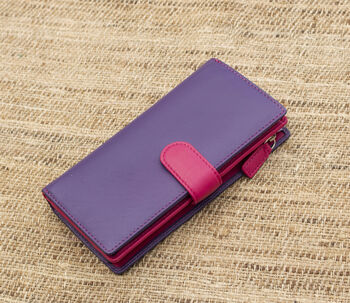 Purple And Multicolour Womans Leather Purse Wallet Rfid, 6 of 12