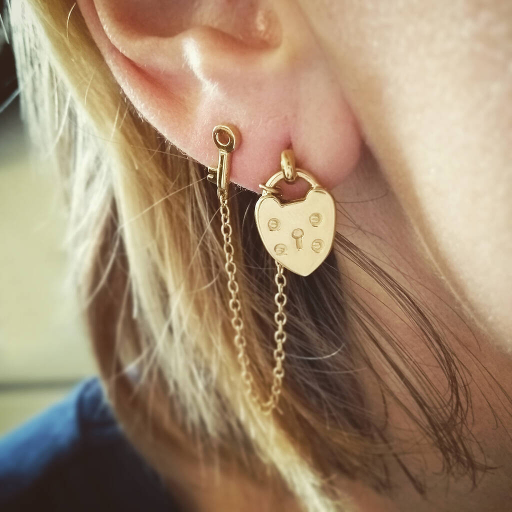 Padlock Heart Earrings, 1 of 12