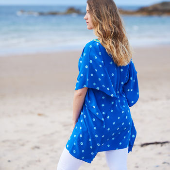 Blue Luxury Silk Hand Tie Dyed Kaftan, 3 of 5