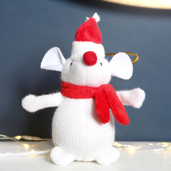 White Mouse Christmas Tree Decoration, 2 of 2