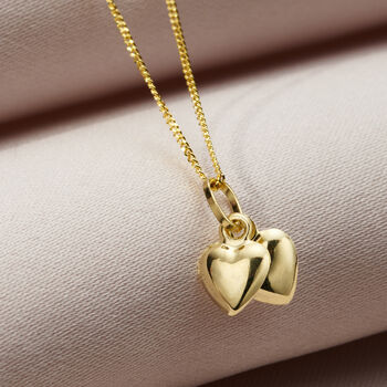 9ct Gold Double Heart Charm Necklace, 3 of 6