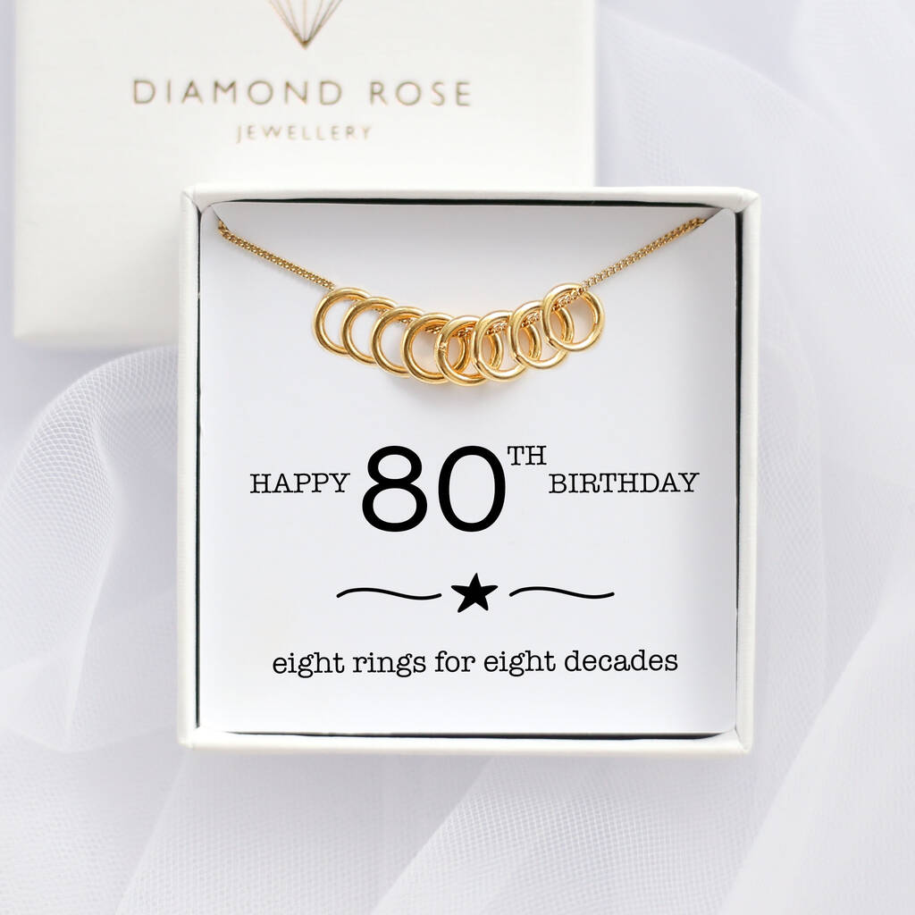 80th Birthday Necklace – Eight Rings For Eight Decades, 1 of 5