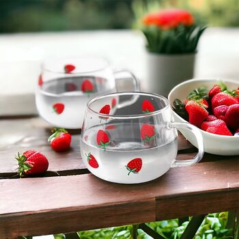 Set Of Two Strawberry Glass Coffee Mug, 4 of 6