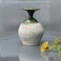 Handmade Porcelain Vase Textured White Lava Body With Glossy Green Glazed Neck, thumbnail 1 of 4
