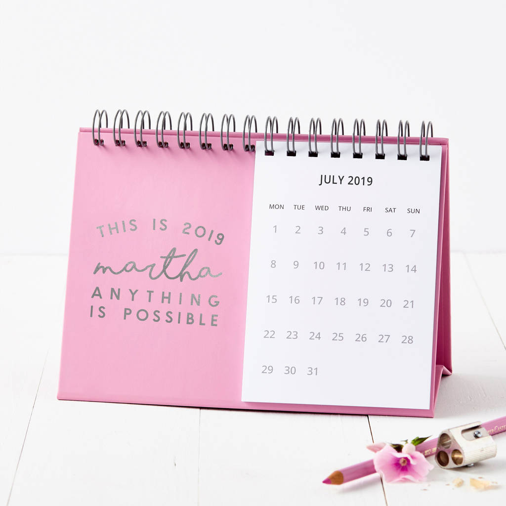 personalised 'this is 2019' desk calendar by martha brook